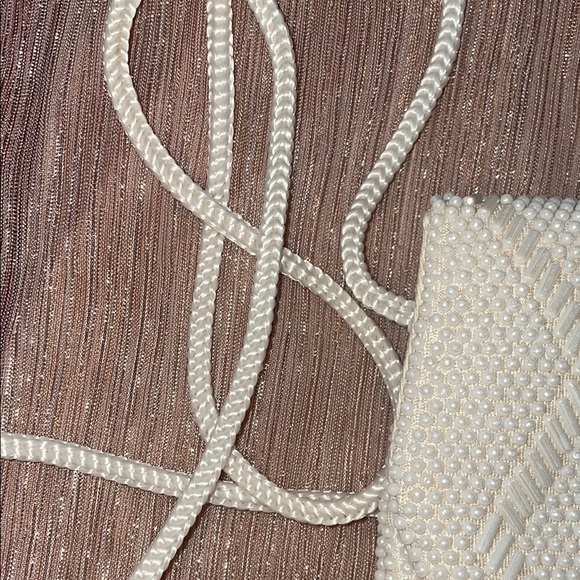 White Textured Clutch with Flap Closure - Picture 4 of 9